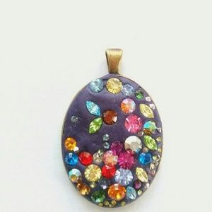 OOAK Purple Crystal Clay Pendant